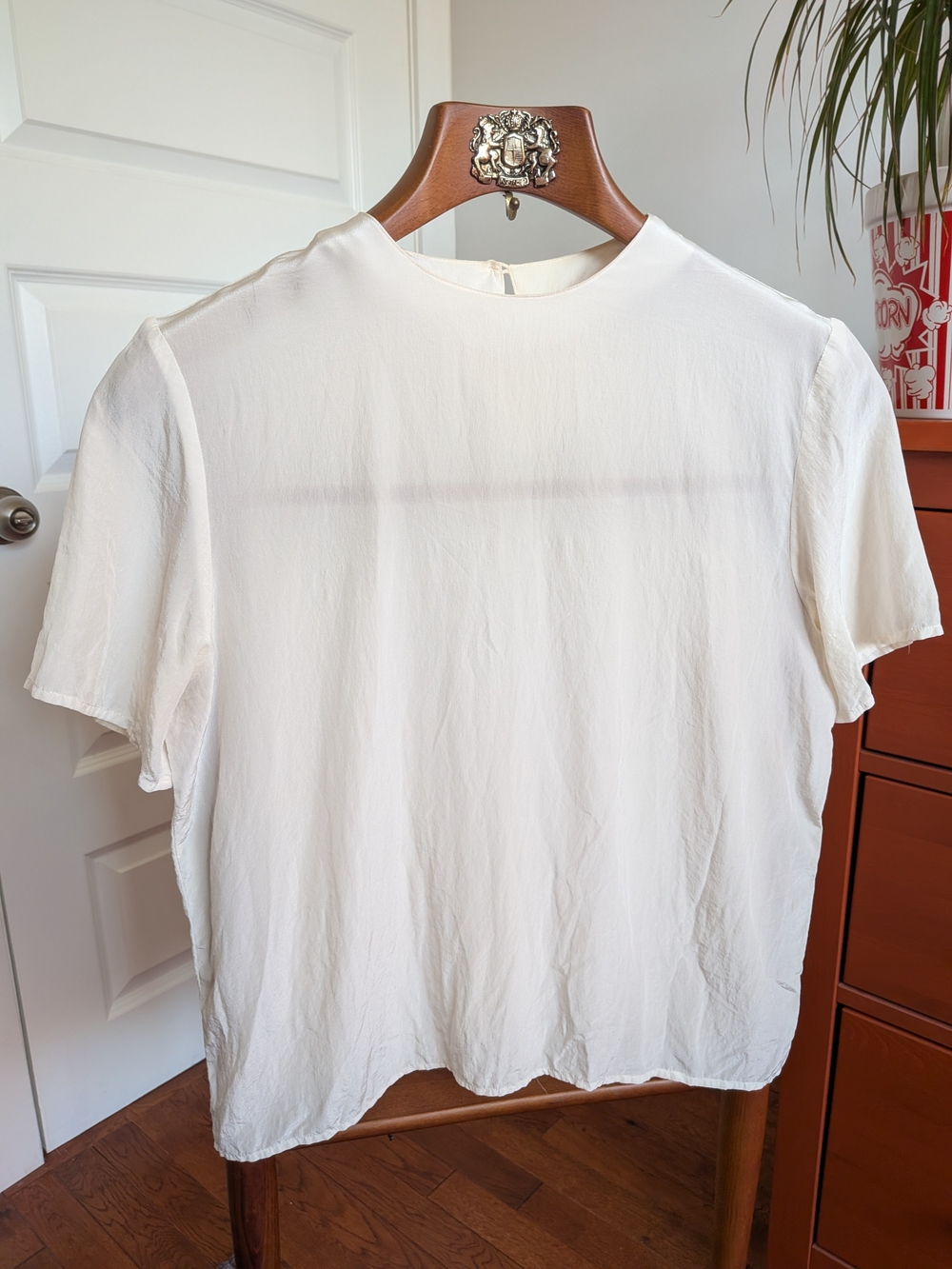 Ivory Short Sleeve Silk Tee
